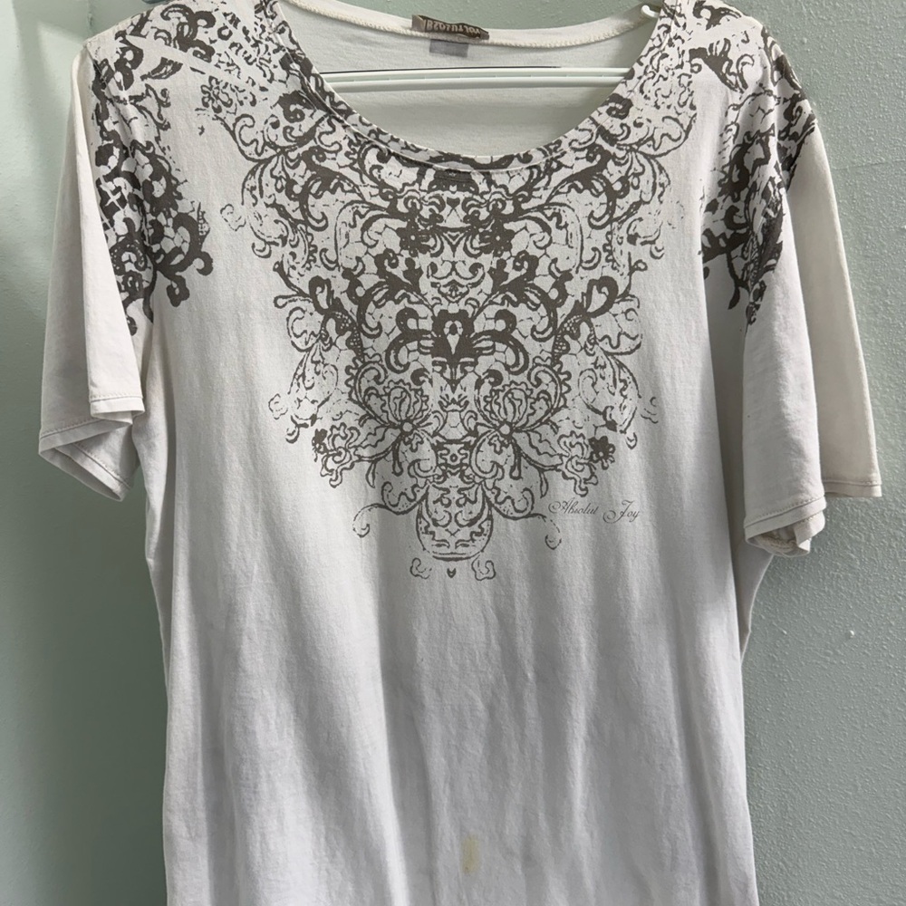 BKE White and Brown Short Sleeve Tee